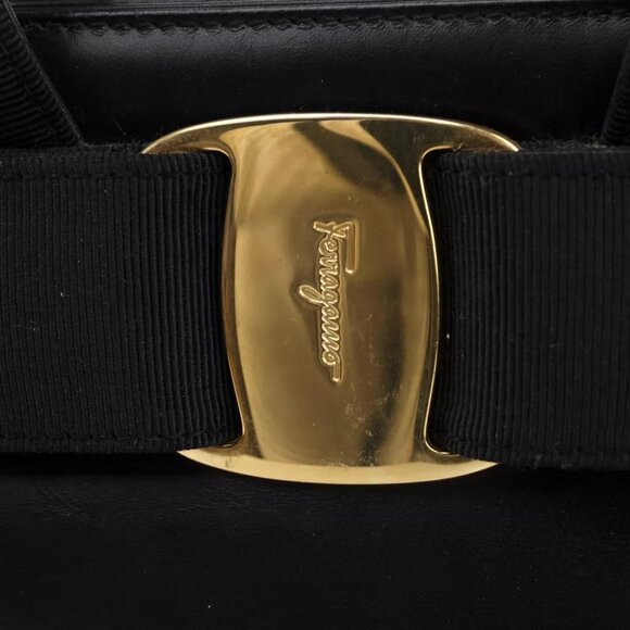 Authentic Salvatore Ferragamo Black Ribbon Leather Bag - Picture 12 of 15
